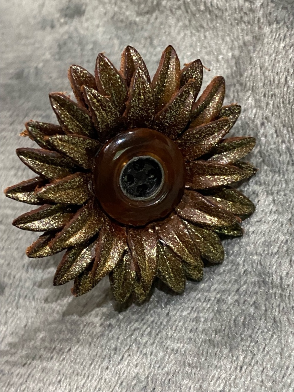Sunflower Statement adjustable ring in Metallic Bronze and Gold